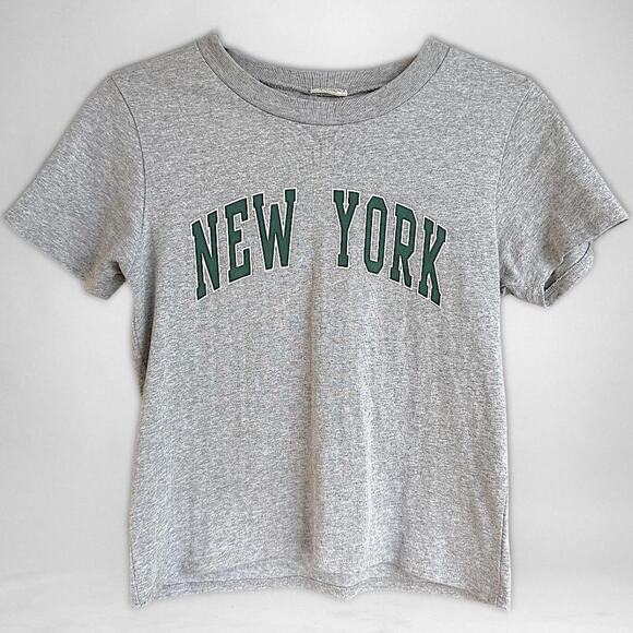 Brandy Melville New York Baby Tee Gray Green Cropped Top Y2K Women’s S - Picture 4 of 8